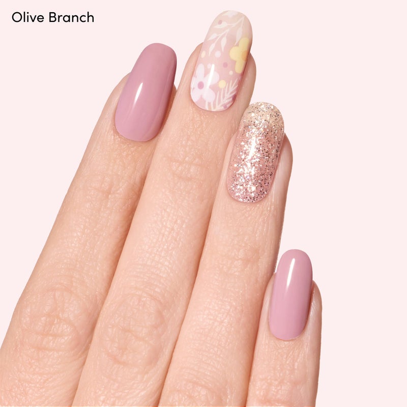 Dashing Diva Gloss Nail Strips Bundle - The Moody Florals Collection - Fleur Flair & Olive Branch - UV Free, Chip Resistant, Long Lasting Gel Stickers - Contains 2 Sets - Image 3
