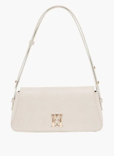 ايل Monogram Embossed Shoulder Bag with Flap Closure