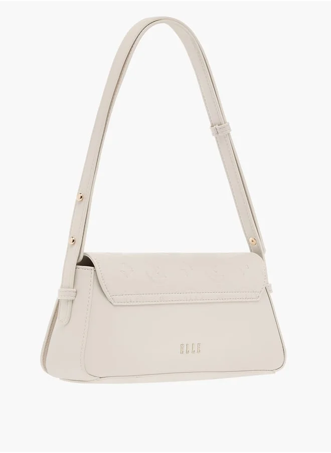 ايل Monogram Embossed Shoulder Bag with Flap Closure