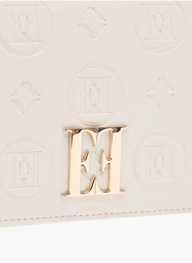 ايل Monogram Embossed Shoulder Bag with Flap Closure