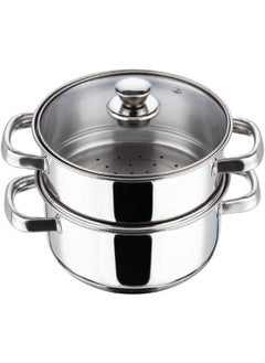 VINOD Stainless Steel 2 Tier/Momo/Modak Maker/Vegetable Steamer with Glass Lid & Riveted Handles - 20 cm  - Image 1