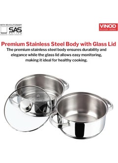VINOD Stainless Steel 2 Tier/Momo/Modak Maker/Vegetable Steamer with Glass Lid & Riveted Handles - 20 cm  - Image 4
