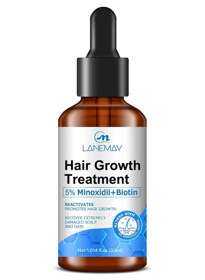 LANEMAY Minoxidil Hair Growth Serum, Advanced Hair Fall Control Serum with Minoxidil 5%, Biotin, Rosemary & Vitamin E, Anti-Hair Loss & Strengthening - Image 1