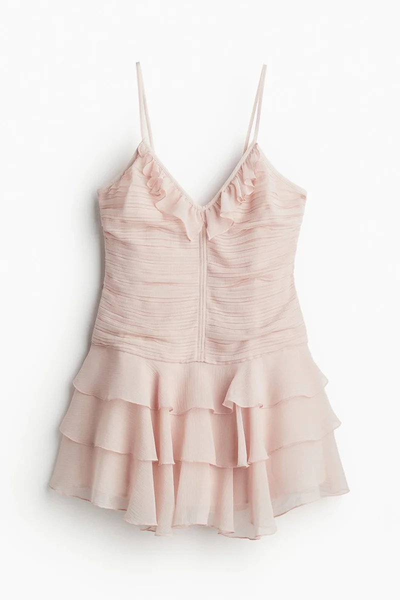 اتش اند ام فستان شيفون بتنورة متدرجة الاتساع