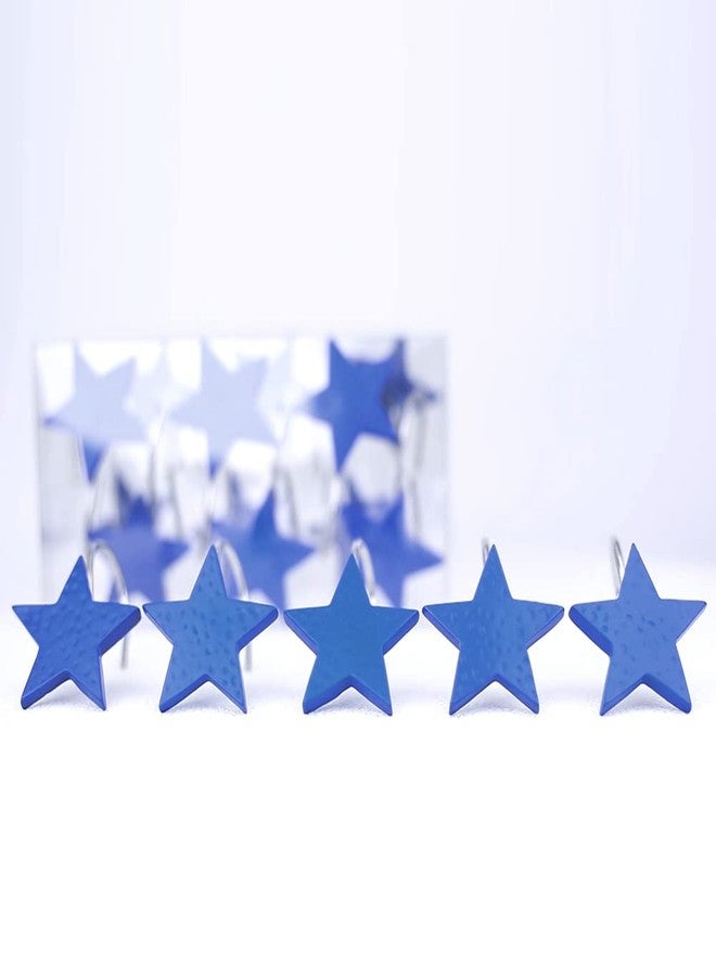 Gracelife 12Pcs Star Design Shower Curtain Hooks Resin Decorative Anti Rust Shower Curtain Hangers for Bathroom Fashionable Starfish Shower Curtain Hooks (Blue) - Image 4