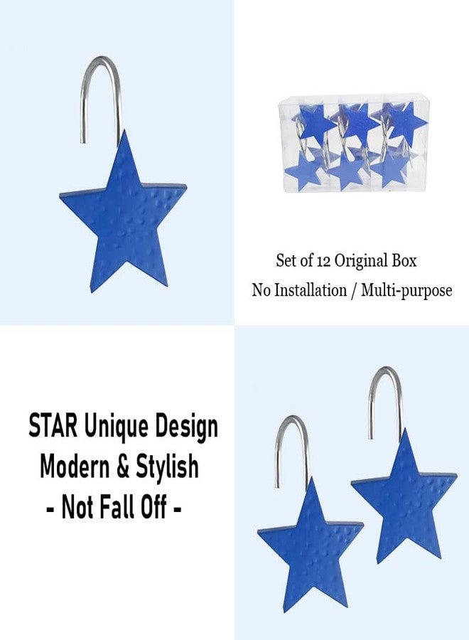 Gracelife 12Pcs Star Design Shower Curtain Hooks Resin Decorative Anti Rust Shower Curtain Hangers for Bathroom Fashionable Starfish Shower Curtain Hooks (Blue) - Image 2