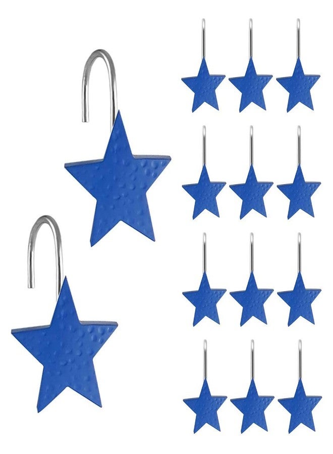 Gracelife 12Pcs Star Design Shower Curtain Hooks Resin Decorative Anti Rust Shower Curtain Hangers for Bathroom Fashionable Starfish Shower Curtain Hooks (Blue) - Image 1