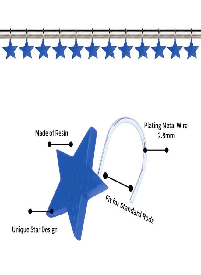 Gracelife 12Pcs Star Design Shower Curtain Hooks Resin Decorative Anti Rust Shower Curtain Hangers for Bathroom Fashionable Starfish Shower Curtain Hooks (Blue) - Image 5