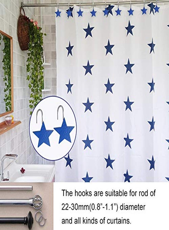 Gracelife 12Pcs Star Design Shower Curtain Hooks Resin Decorative Anti Rust Shower Curtain Hangers for Bathroom Fashionable Starfish Shower Curtain Hooks (Blue) - Image 3