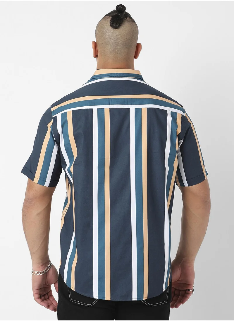 Instafab Plus Club Striped Shirt