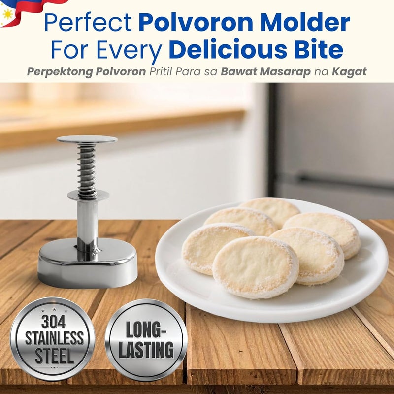 TRAITOOLS Polvoron Molder Filipino (2.75" H x 1.75" W) - Oval Polvoron Mold for Traditional Filipino Cookies - Durable and Easy-to-Use Baking Tool - Image 2