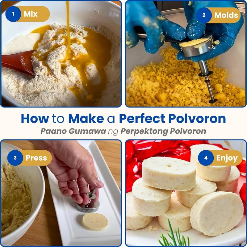 TRAITOOLS Polvoron Molder Filipino (2.75" H x 1.75" W) - Oval Polvoron Mold for Traditional Filipino Cookies - Durable and Easy-to-Use Baking Tool - Image 5