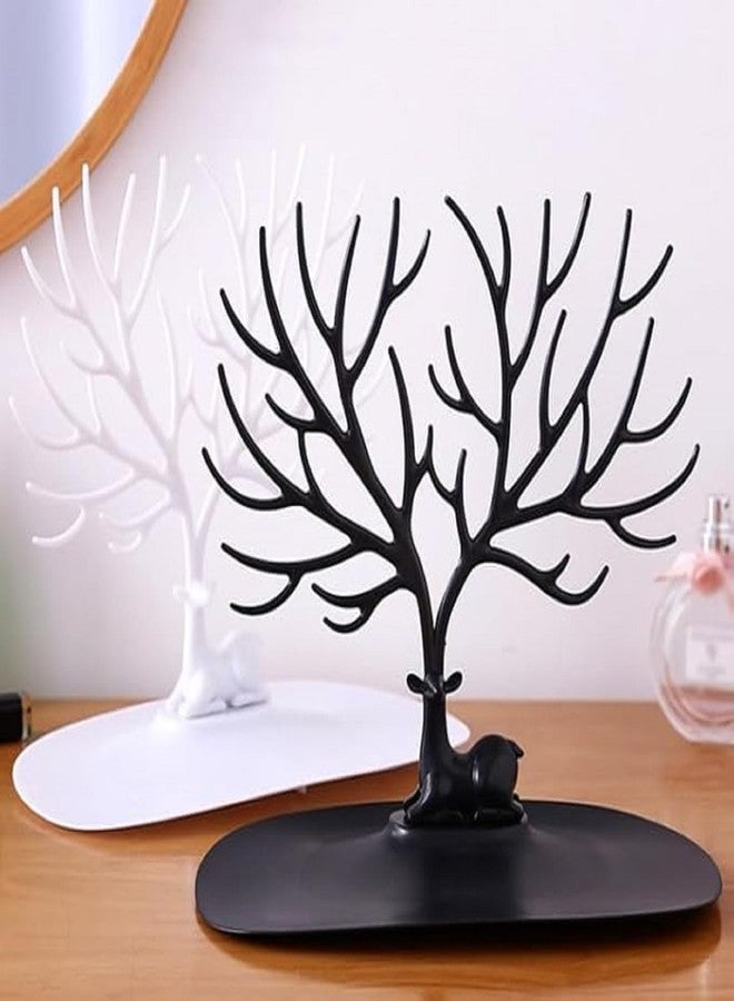 Jenon Jewellery Organizer Tree Stand with Tray Base, Deer Design, Black - Image 5