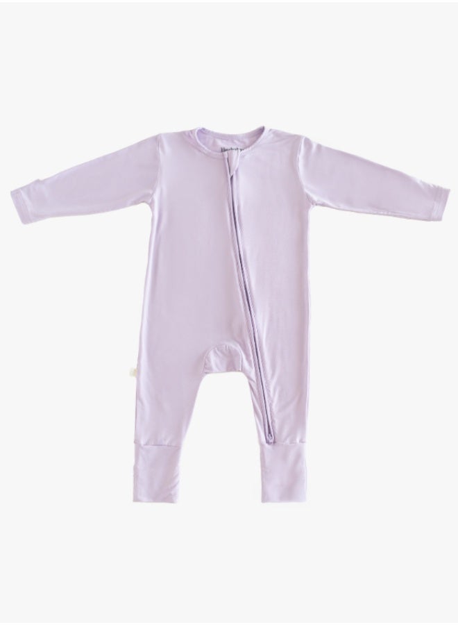 Hushabye – Zippered Baby Sleepsuit – Bamboo – Lilac - Image 2