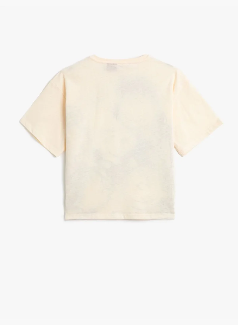 كوتون Snoopy T-Shirt Licensed Oversized Crew Neck Short Sleeve Cotton