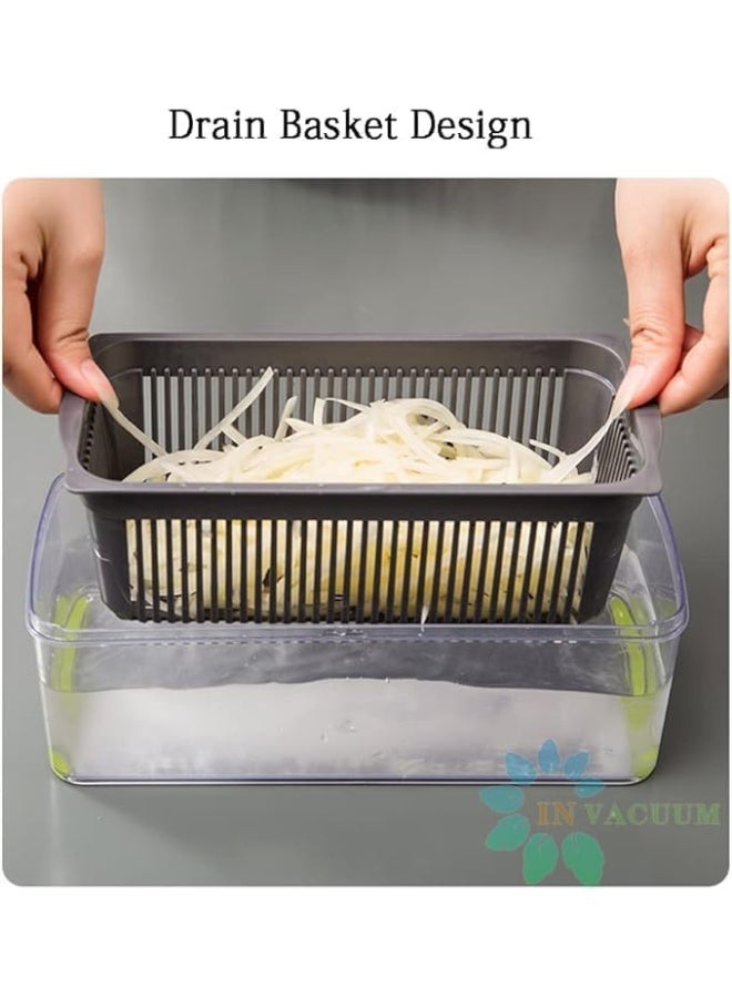 Vegetable Chopper and Mandoline Slicer, Manual Food Cutter with Stainless Steel Blades, 18 cm Kitchen Grater for Onion and Potato, White - Image 2