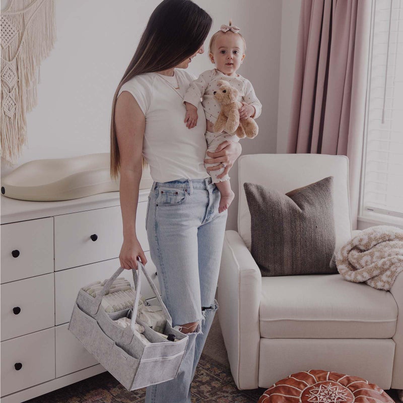 PUTSKA Nursery Storage Basket - Baby Diaper Caddy Organizer for Diaper Station, Newborn Essentials, Baby Shower Gifts and Registry Must-Haves for Boy or Girl - Image 5
