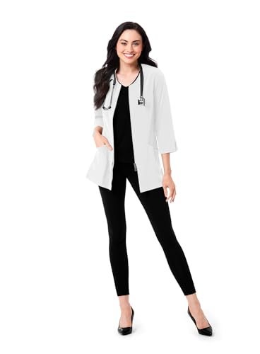 Maevn جاكيت مختبر للسيدات بكم 3/4 ذكي من ميفن (أبيض، صغير) - Image 4