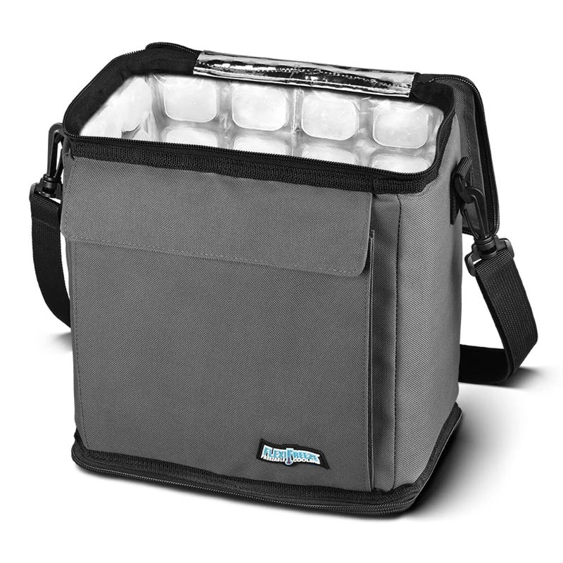 FlexiFreeze Freezable 12 Can Cooler Lunch Bag Collapsible Soft Cooler with Builtin Ice Panels 12 Can Charcoal - Image 2