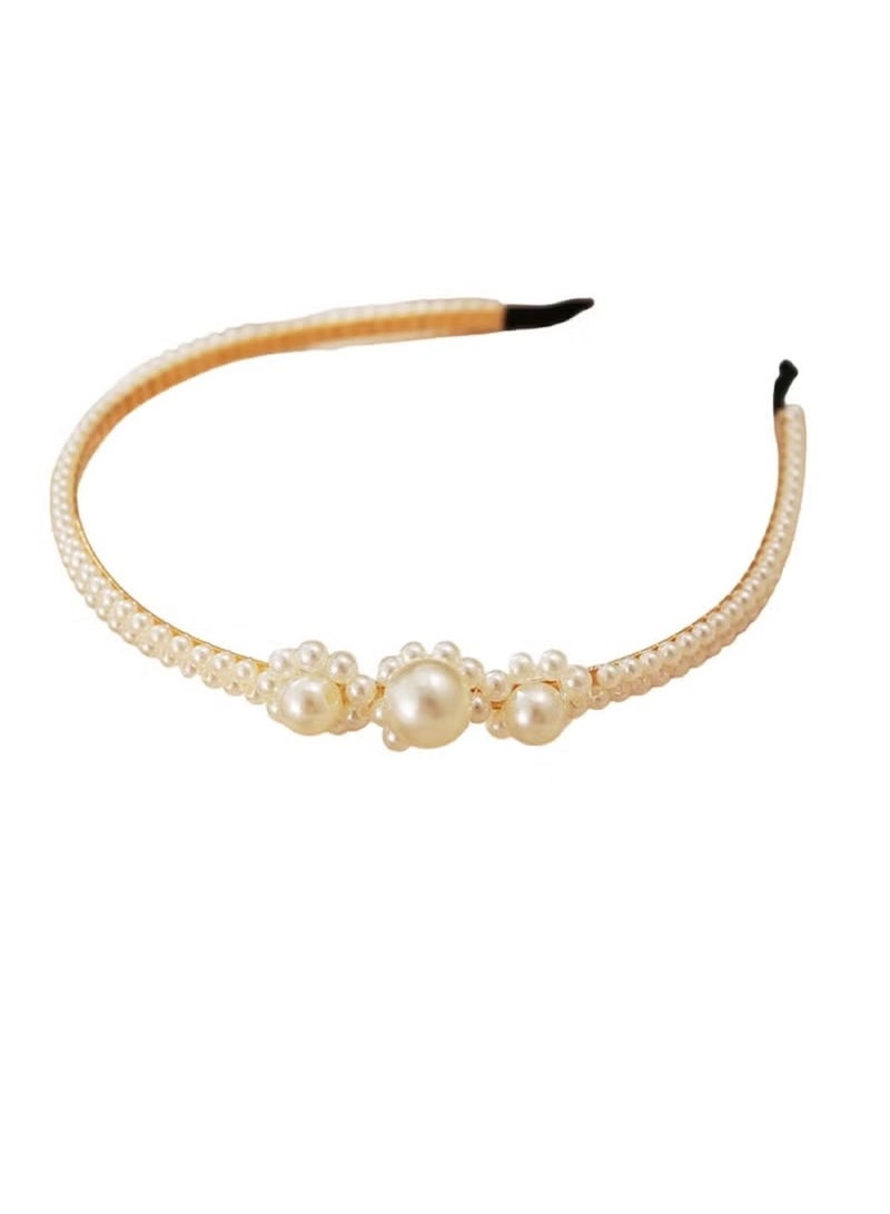 Huitich Elegant Pearl Headband for Girls – White Hair Accessory  - Image 1