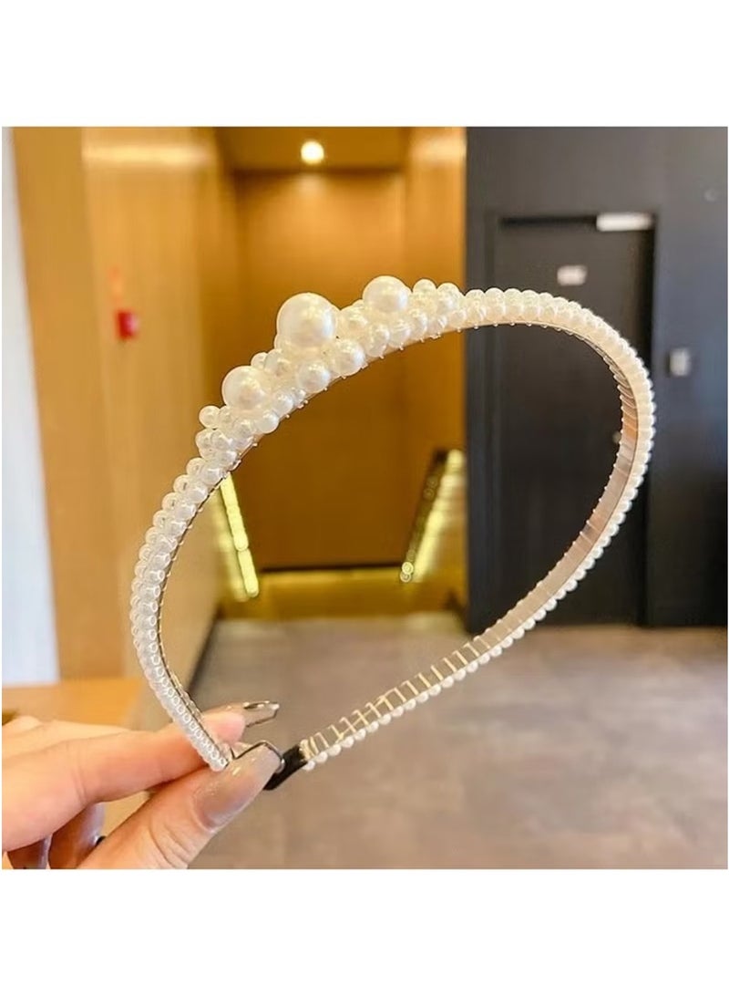 Huitich Elegant Pearl Headband for Girls – White Hair Accessory  - Image 2