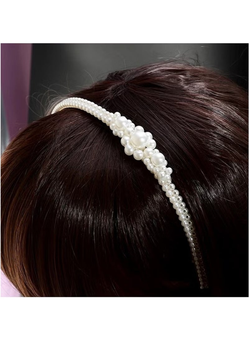 Huitich Elegant Pearl Headband for Girls – White Hair Accessory  - Image 4