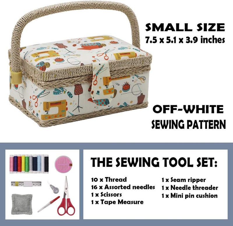 DD Sewing Basket with Sewing Kit Accessories, Small Sewing Box Organizer with Mini Sewing Kits for Kids, Beginners and Gift (Sewing Theme Orange) - Image 4