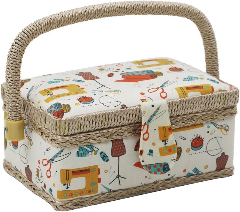 DD Sewing Basket with Sewing Kit Accessories, Small Sewing Box Organizer with Mini Sewing Kits for Kids, Beginners and Gift (Sewing Theme Orange) - Image 1