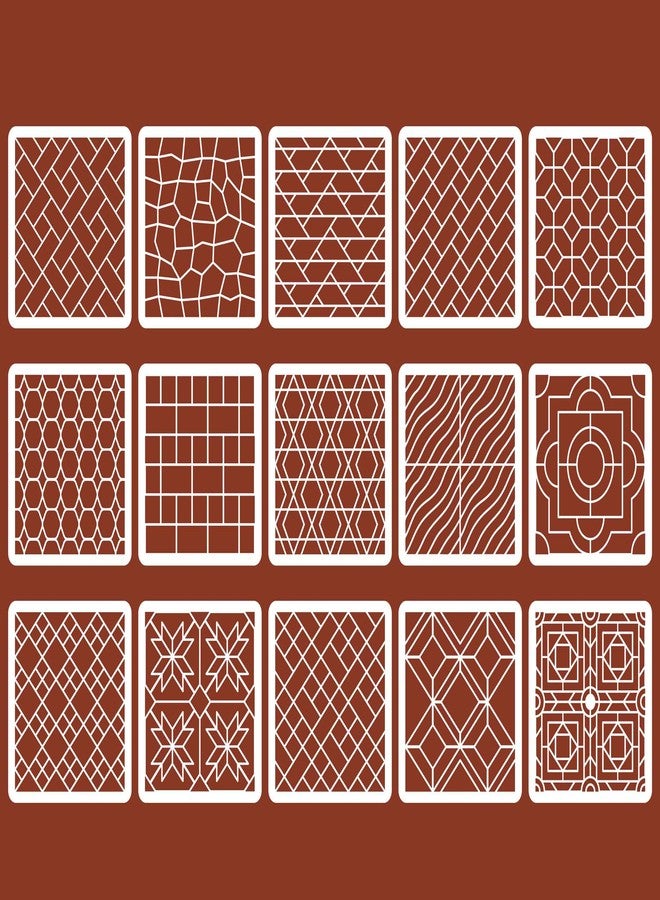 neglex Brick Stencil Set for Crafts (15 Pack, 8x8 Inch), Street Cobblestone & Garden Sidewalk Patterns, Reusable Texture Stencils for Wood, Fabric, Furniture, Terracotta Mosaic & Geometric Floral Tile Design - Image 1