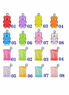 Excefore 72 Pieces Candy Gummy Charms Colorful Sweet Candy Pendant Bear Charms Polymer Lollipop Shape Charm  - Image 2