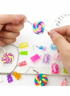 Excefore 72 Pieces Candy Gummy Charms Colorful Sweet Candy Pendant Bear Charms Polymer Lollipop Shape Charm  - Image 4