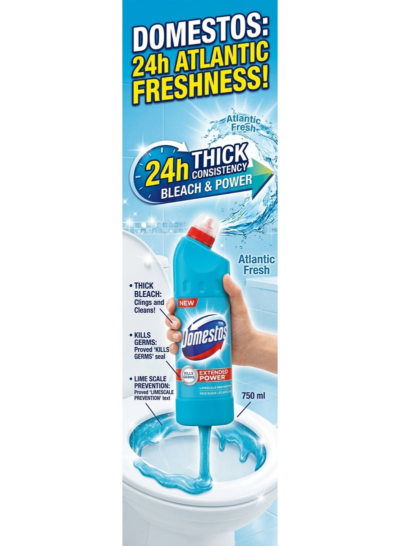 Domestos WC Cleaner 24h Atlantic Fresh Thick Consistency Bleach 750 ml - Image 3