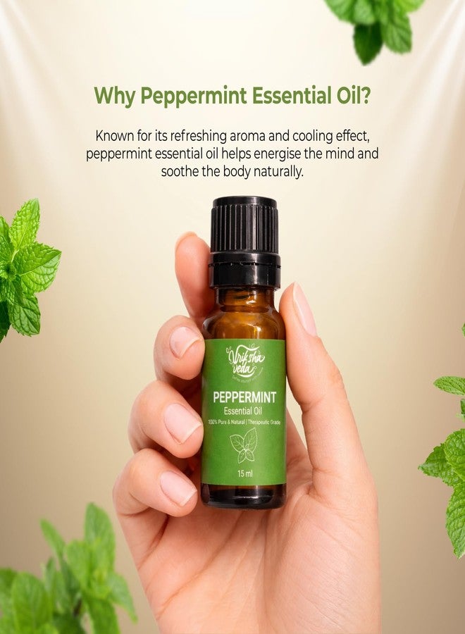 Vriksha Veda Vrikshaveda Peppermint Essential Oil, 100% Pure & Natural, Therapeutic Grade, 15ml - Image 3