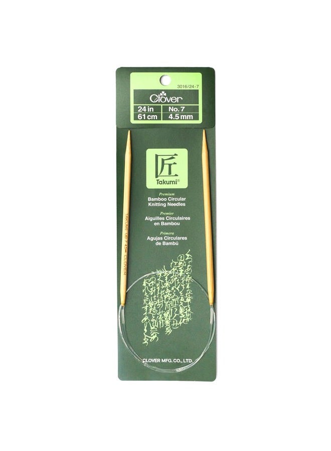 Clover Takumi Bamboo Circular Knitting Needles 24-inch-Size 7/4.5mm, 2.5 x 9.36 x 23.18 cm, Brown - Image 1
