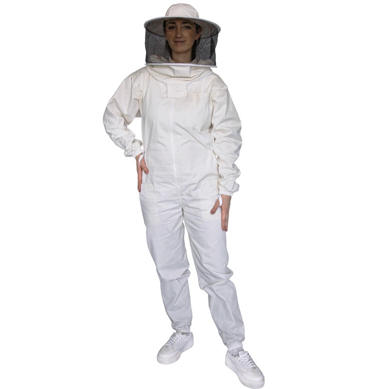 BEEATTIRE Professional Bee Suit With Round Hood Veil- Thick Cotton Bee Suit Sting-less Protection Pro Beekeeper Suit Bee Keeper Suite Trajes De Apicultura Beekeeping Coverall With Bee Gloves XS