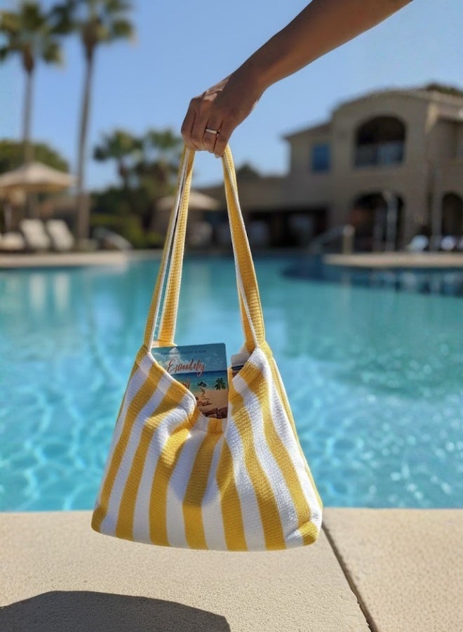 بيرل كوست انترناشيونال Beach Towels & Beach Bag Combo, Pack of 2 | 80% Polyester and 20% Polyamide Towels | Quick Dry, Super Absorbent (Yellow and White) - Image 4