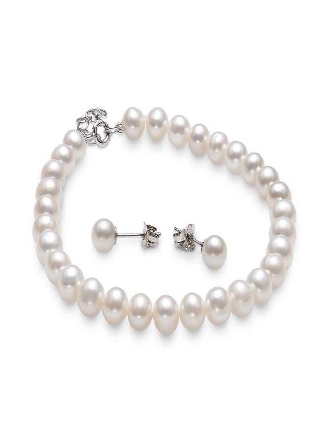 Belacqua Belaqua Freshwater Cultured Pearl Set for Women with Necklace Bracelet Stud Earrings for Women | Gift Box Included - Image 5