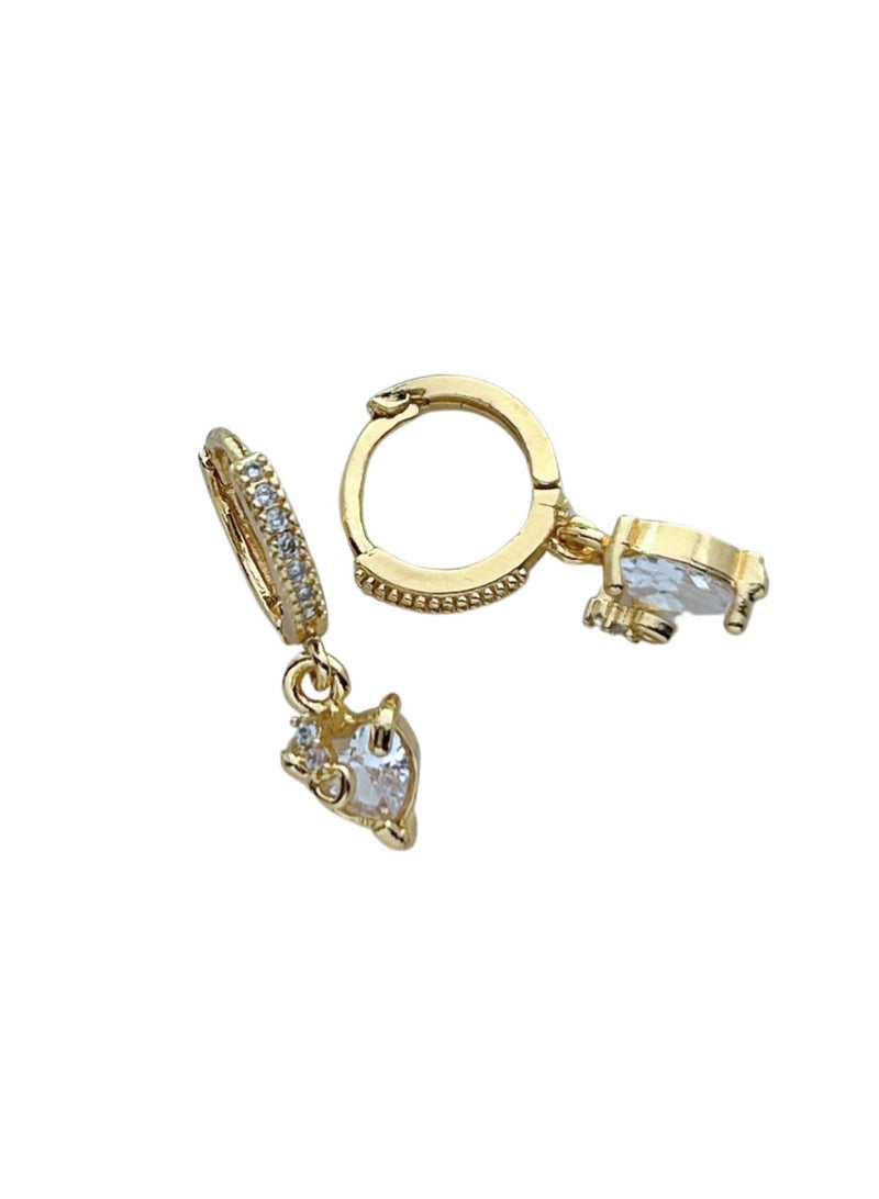 نورى كوتور أقراط نسائية مطلية بالذهب عيار 18 مزينة بأحجار زركون لامعة وكريستالات براقة، بتصميم أنيق وتثبيت بالمخالب، مثالية للعروس (زوج واحد) - Image 2