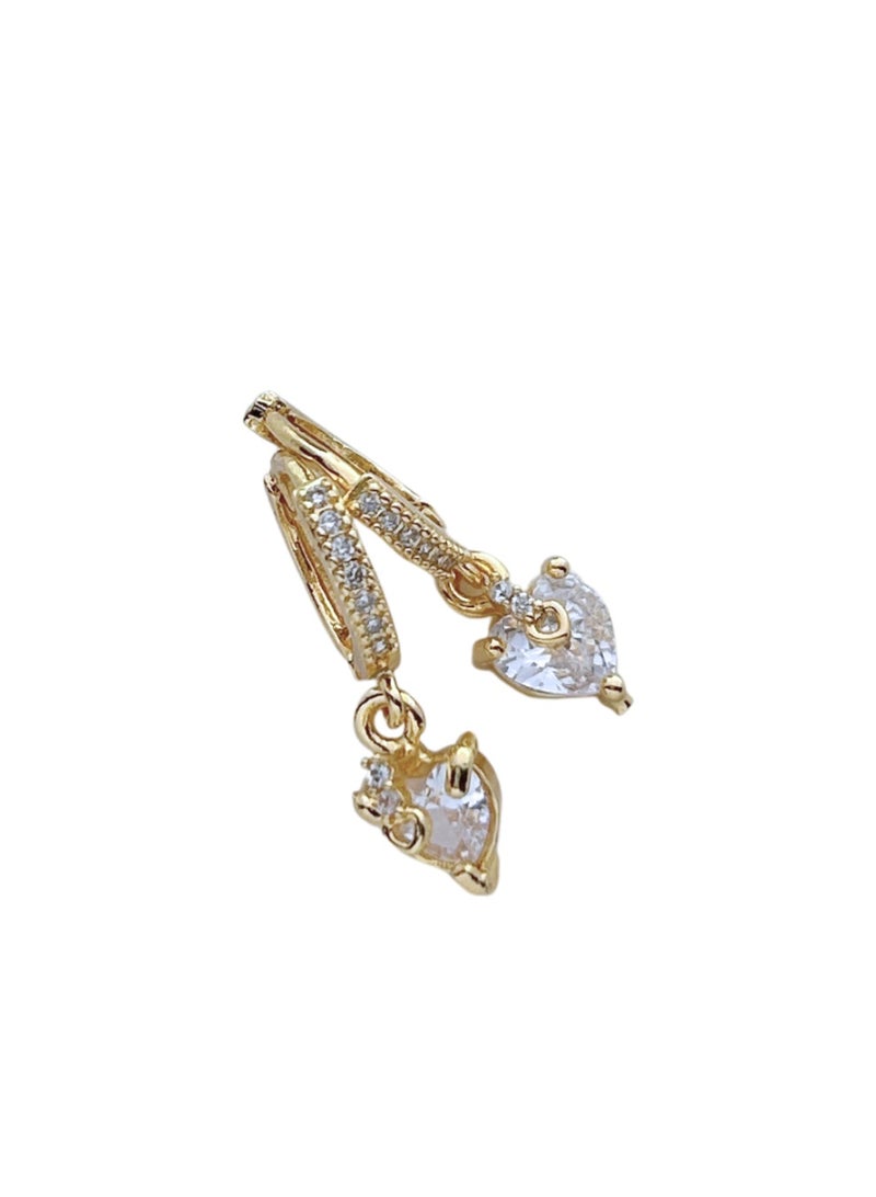 نورى كوتور أقراط نسائية مطلية بالذهب عيار 18 مزينة بأحجار زركون لامعة وكريستالات براقة، بتصميم أنيق وتثبيت بالمخالب، مثالية للعروس (زوج واحد) - Image 3