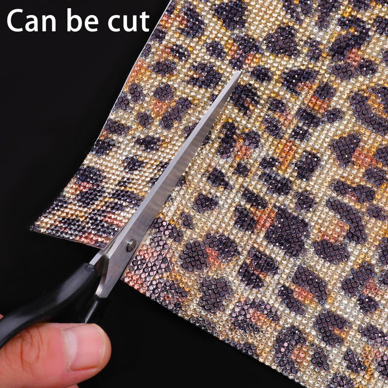 Zelphvt 12000PCS Leopard Print Rhinestone Sticker with 2mm Rhinestone Crystal Bling Self Adhesive Rhinestones Sheet for DIY Car Decoration, Arts Crafts, 9.4 X 7.9 Inch, Brown - Image 5