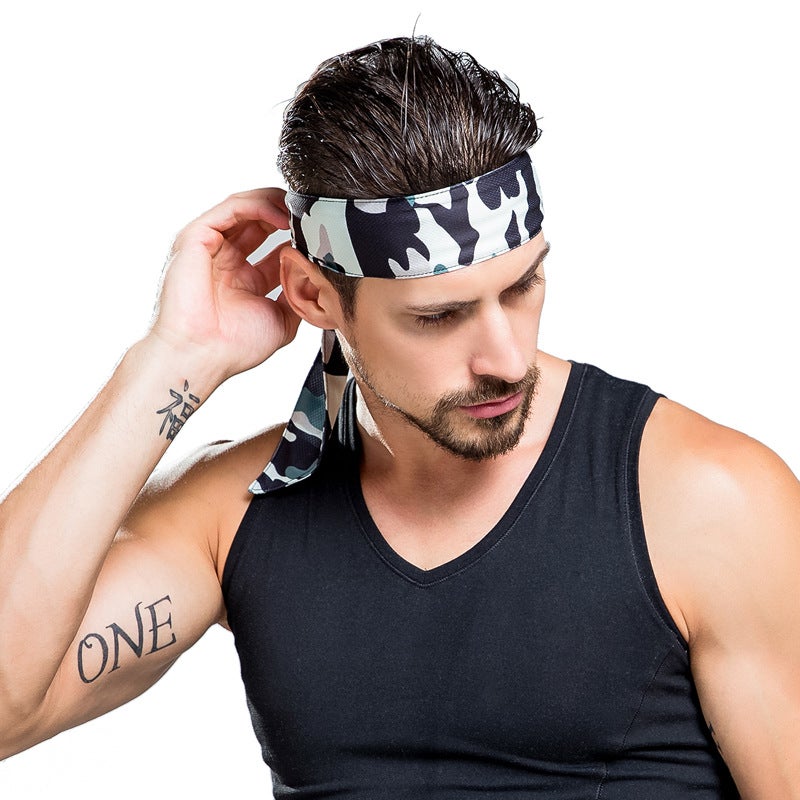 Generic Mens and Womens Sports Headband Running Headband Yoga Hair Band Fitness Sweat-absorbent Headband Strap Headband Gray camouflage (short) 