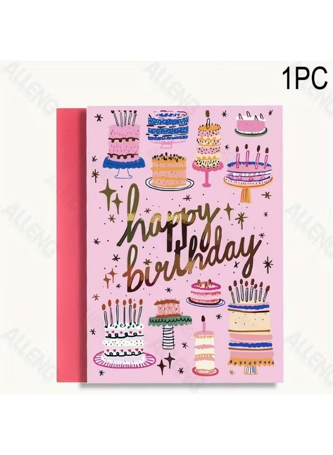 Kandid Birthday Greeting Card with Envelope, Sparkling Foil Design Print  (Cakes) - Image 2