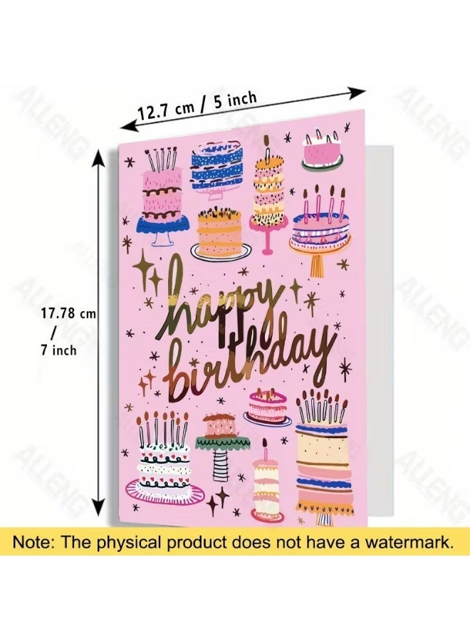 Kandid Birthday Greeting Card with Envelope, Sparkling Foil Design Print  (Cakes) - Image 5