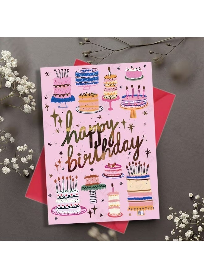 Kandid Birthday Greeting Card with Envelope, Sparkling Foil Design Print  (Cakes) - Image 1
