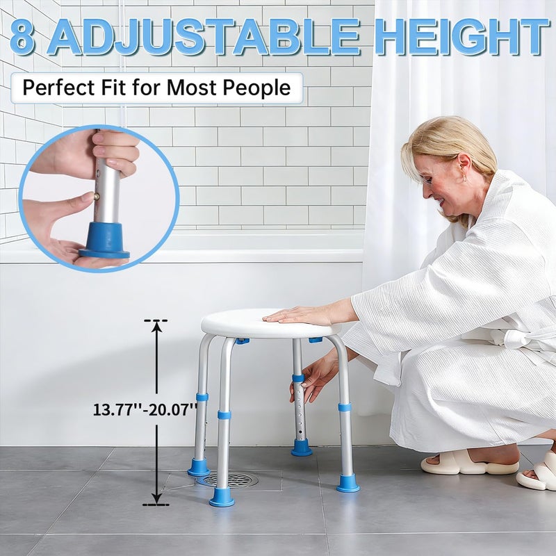 SOUHEILO Adjustable Shower Chair for Inside Shower, HSA/FSA Eligible Round Shower Stool for Inside Bathtub, Tool-Free Shower Seat for Elderly/Senior/Disabled/Pregnant - Image 5