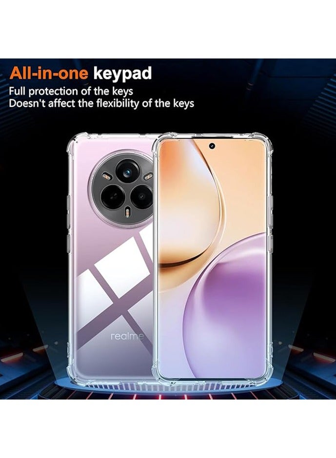 Clear Case Cover Compatible with Realme 14 Pro Plus 5G, Anti-Fingerprints, Anti-Fall Drop Protection, Slim Lightweight Transparent Soft Cover with Soft Silicone Raised Edge for Realme 14 Pro+ 5G (Cl - Image 3