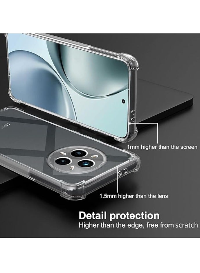 Clear Case Cover Compatible with Realme 14 Pro Plus 5G, Anti-Fingerprints, Anti-Fall Drop Protection, Slim Lightweight Transparent Soft Cover with Soft Silicone Raised Edge for Realme 14 Pro+ 5G (Cl - Image 2
