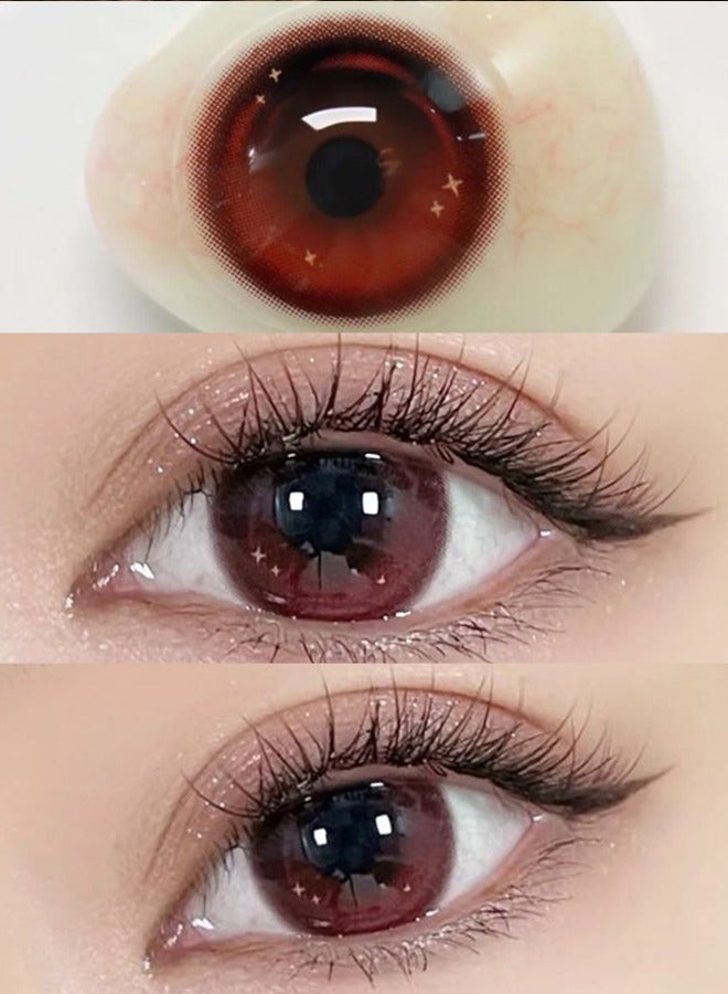 Mill creek color contact lenses 14.2MM hydrogel lenses can be used for 12 months 1 pair of 2 red glasses - Image 3