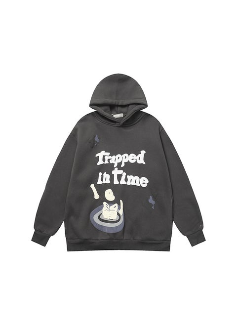Broken Planet Foam Print Hoodie Mens Streetwear Dark gray