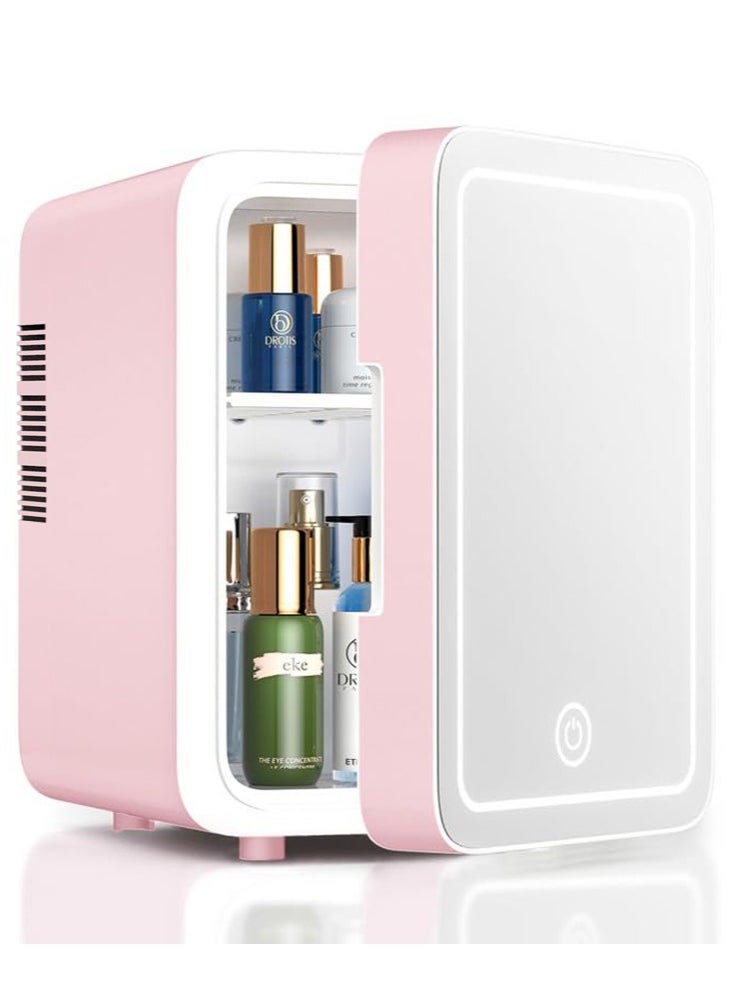 Joshberg Skincare Fridge With Dimmable LED Light Mirror, 4L Makeup Mini Fridge for Bedroom, Car, Office & Dorm, Cooler & Warmer, Portable Small Refrigerator for Cosmetics, Skin Care and Food, Pink  - Image 1